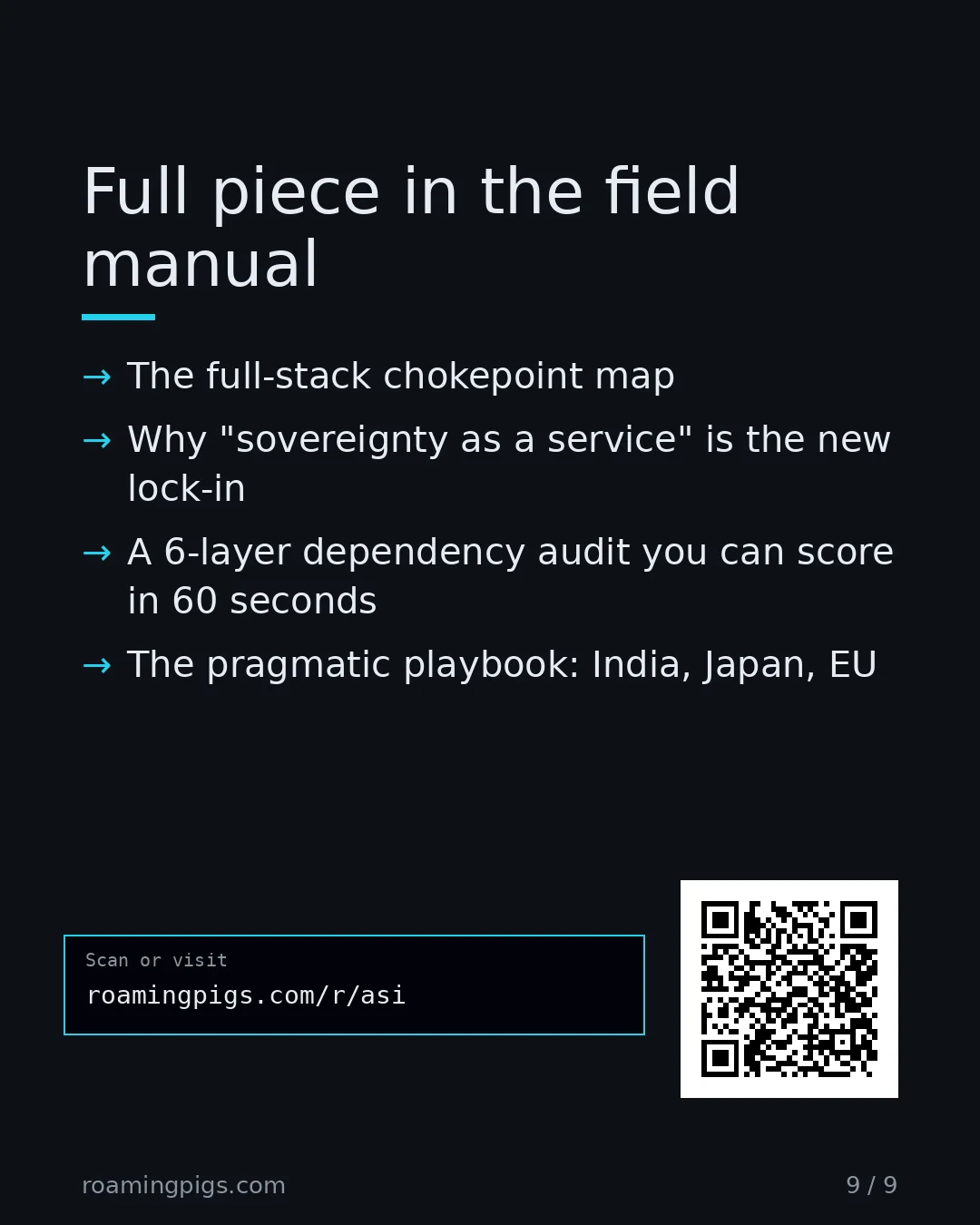 Slide 9 of 9: Call to action: The full-stack chokepoint map Why "sovereignty as a service" is the new lock-in A 6-layer dependency audit you can score in…