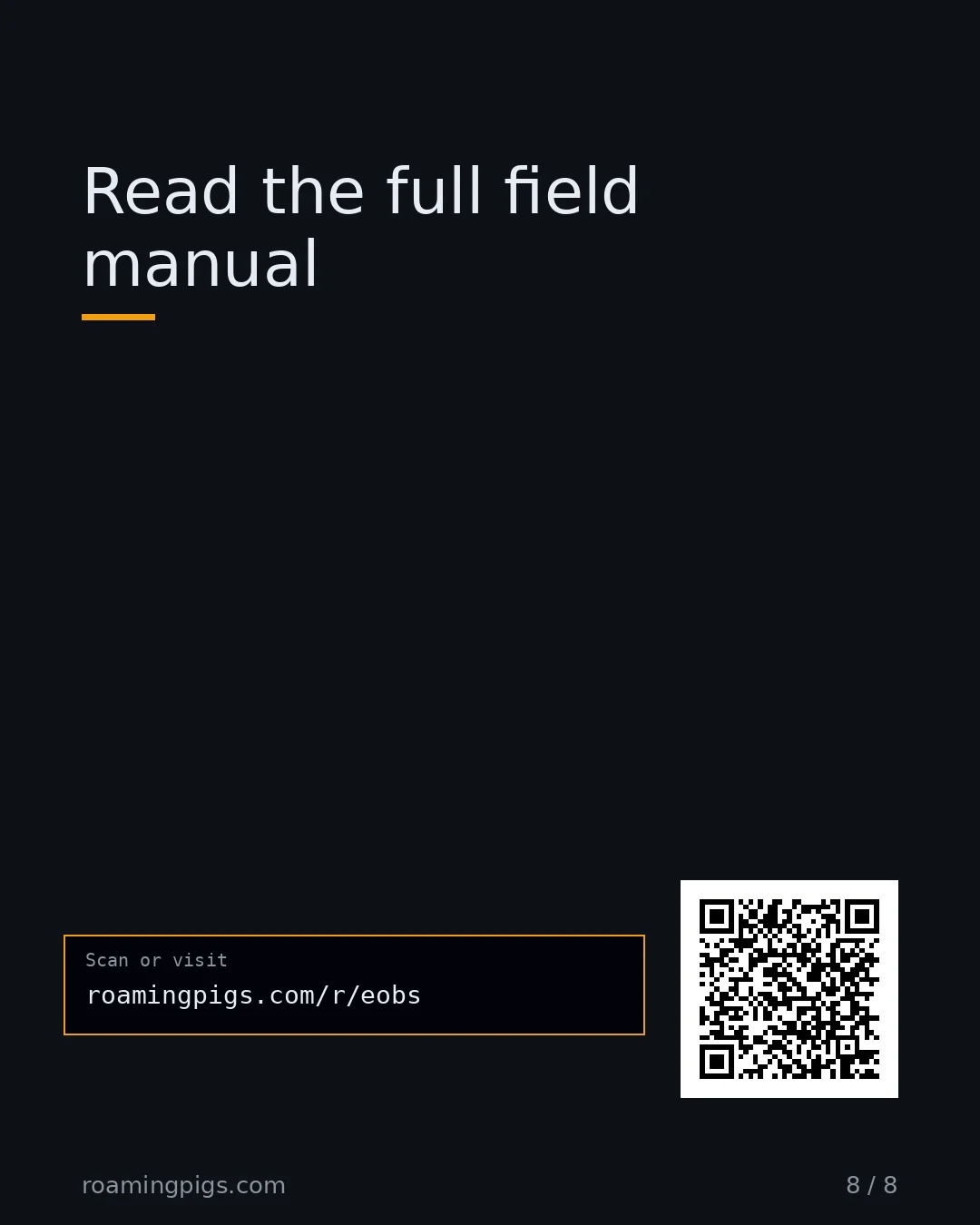 Slide 8 of 8: Call to action: The complexity spiral, the cargo cult, what ownership really means, and a build-time tax calculator. roamingpigs.com/r/eobs…