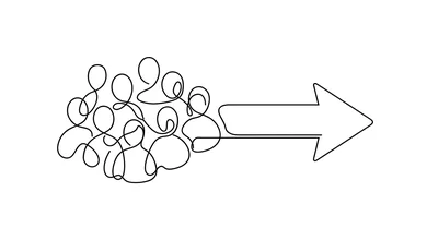 Line drawing of a chalkboard proof beside a token meter, the two connected by a cord that has been cut