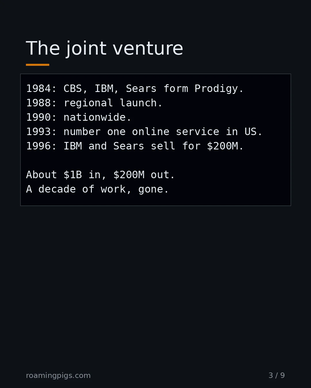 Slide 3 of 9: The joint venture. Code example