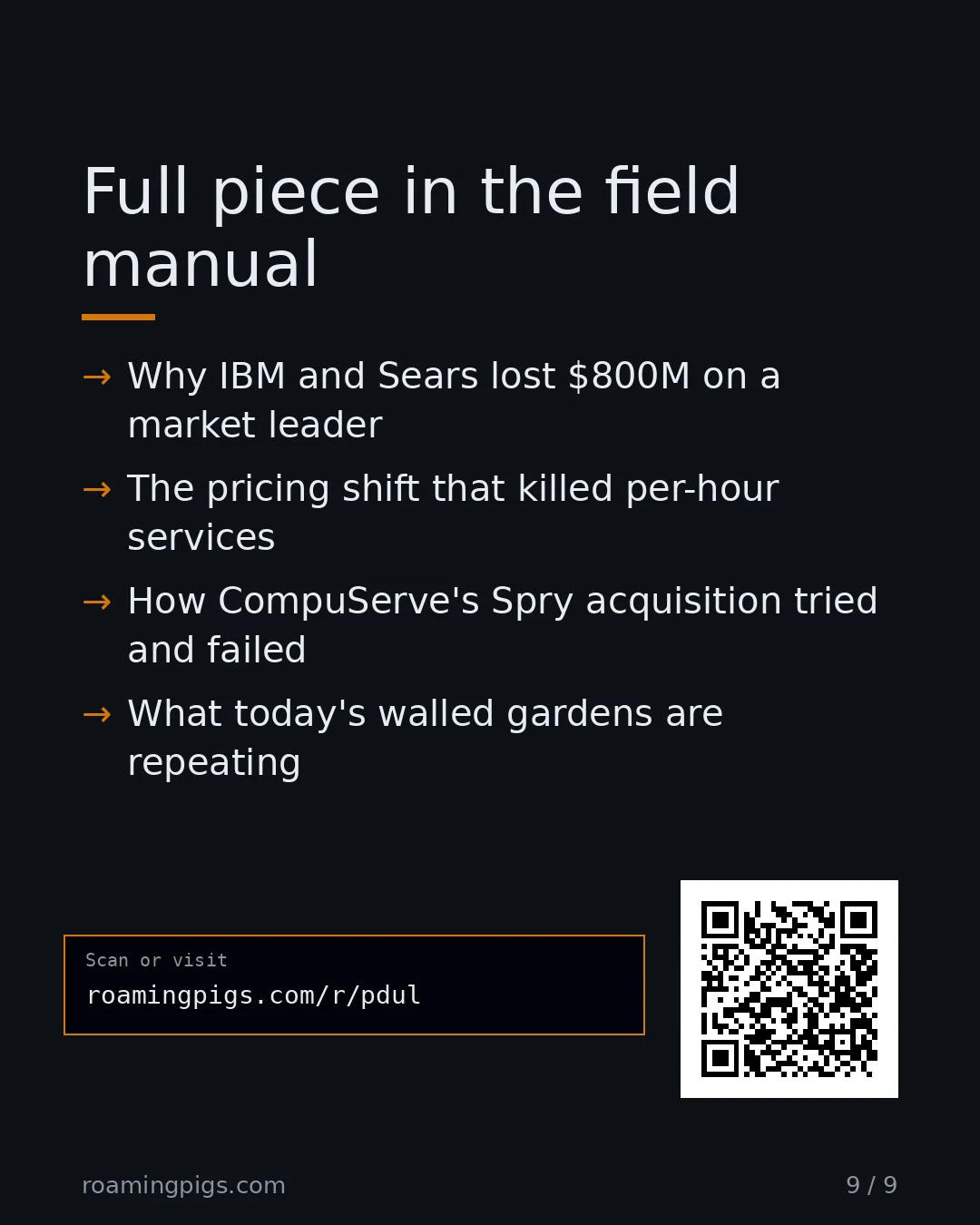 Slide 9 of 9: Call to action: Why IBM and Sears lost $800M on a market leader The pricing shift that killed per-hour services How CompuServe's Spry…